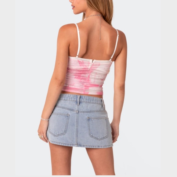 Edikted Evelyn Printed Mesh Bra tank top size XL - Picture 7 of 8